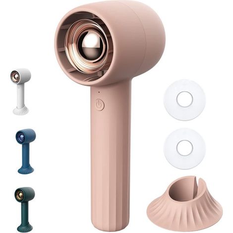 Ventilatore portatile ricaricabile con funzione aromaterapia, 3 velocità regolabili, perfetto per viaggi e trucco, rosa (1/4)