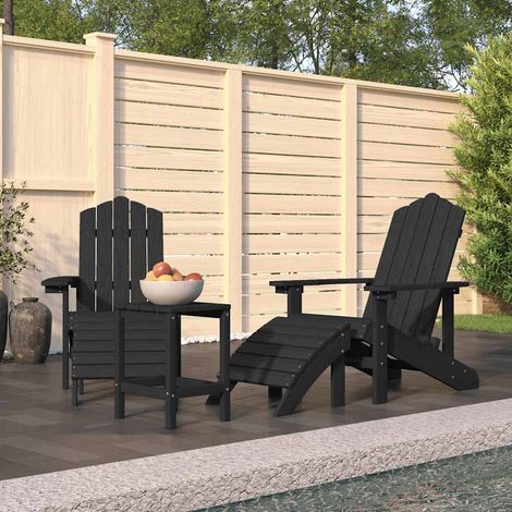 Salon de Jardin Adirondack 2 Chaises avec Repose-Pieds et Table PEHD Anthracite - PANGIVO (1/5)