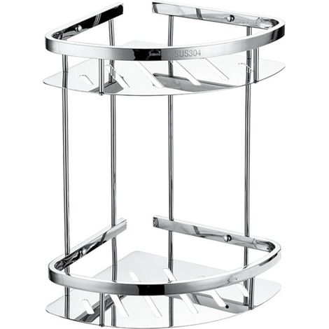 YMYNY Panier de douche exclusif en acier inoxydable  Étagère de baignoire de salle de bain, bac à douche, support d'étagère d'angle mural (acier inoxydable, 2 niveaux)