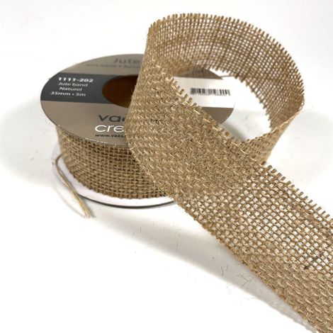 Ruban de Jute - 5 m x 3,5 cm - Naturel - Chemin de Table - Toile et Corde Jute pour Emballages Cadeaux, Décoration Mariage Bohème, Sac et Ameublement (1/5)