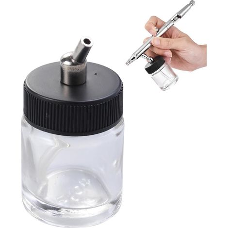 22cc Flasque d aérographe en verre clair avec adaptateur de