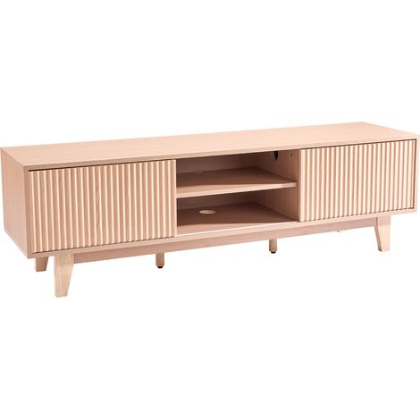 VEVOR Mueble de TV, Estilo Bohemio, Soporta hasta 158,76 kg, con Estantes Abiertos Ajustables y Puerta Corredera, para Salón y Dormitorio, para Televisores de 139,7-165,1 cm, 1500 x 390 x 450 mm (1/5)