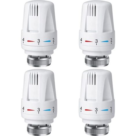 4 Pièces Tête Thermostatique Radiateur M30 x 1 5 TRV Vanne Système Chauffage Maison Bureau (1/4)
