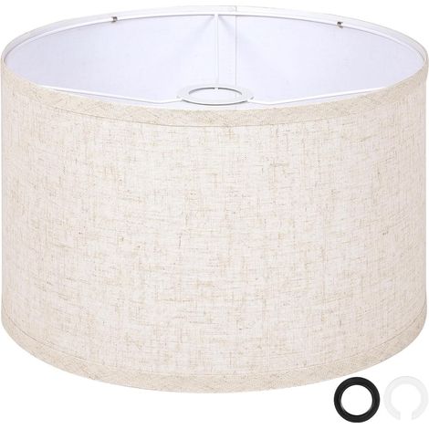 Blanc Grand Abat-jour pour Lampadaires, 40,6cm x 40,6cm x 22,9cm, Facile à Monter, Abat-jour de Remplacement en Forme de Tambour en Lin pour Lampes de Table