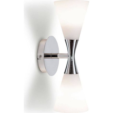 Herstal  Harlekin  - Applique murale à 2 lumières vers le haut et vers le bas, chrome, blanc, E14