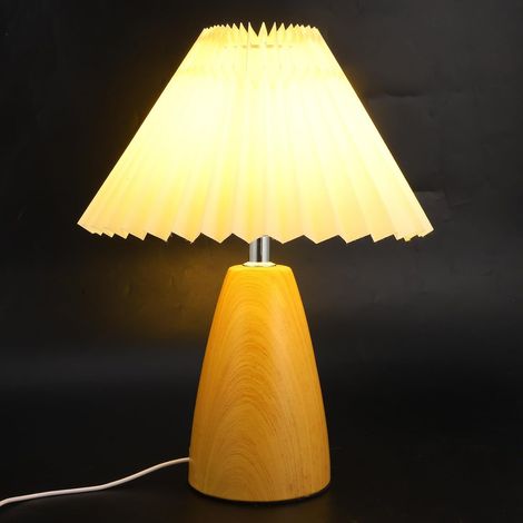 SHERCHPRY Lampe de Salon Base en Bois Naturel et Abat-Jour Lin (1/5)