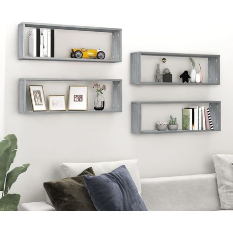 Wandregale 4 Stk. Grau Sonoma 80x15x26,5 cm Holzwerkstoff