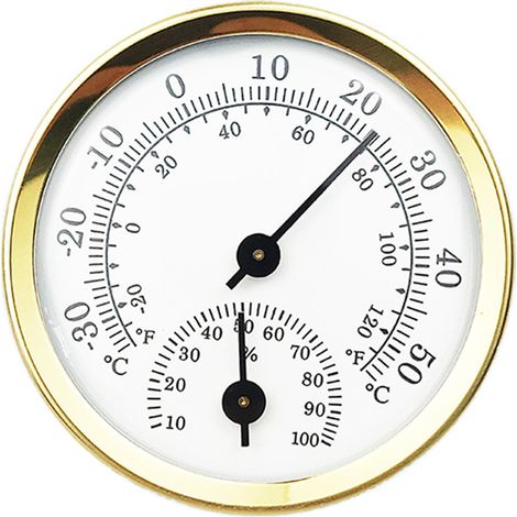Thermomètre Hygromètre Analogique Mini - Boîtier En Alliage D'aluminium - Lentille En Plastique - Mesure Simultanée Température Et Humidité - Pour Intérieur Extérieur - 1 Pièce (1/5)