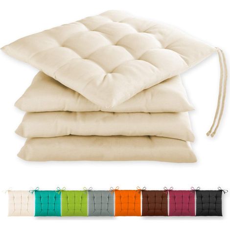 4 Coussins de Chaise 40x40x3 cm - Coussin d’extérieur pour Jardin et Salon de Jardin - Galette de Chaise extérieur avec Sangles - Housse Polycoton (1/5)