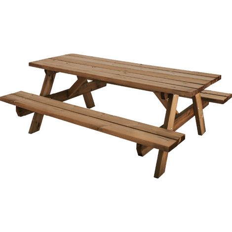 Jardipolys - Table de pique-nique en bois traité rectangle 6 personnes - GARDEN 200B (1/5)