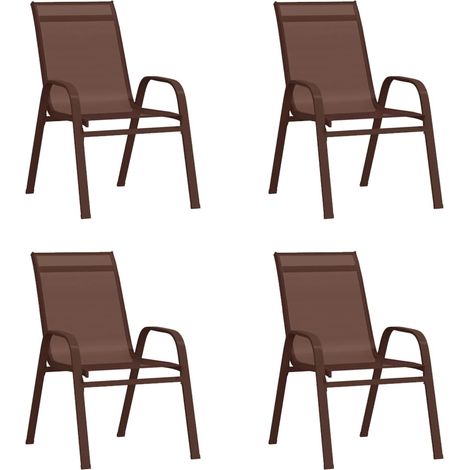 4 Stk. Stapelbare Gartenstühle Stapelstuhl Terrasse Braun Textilene BZRBD281607 BonneVie (1/5)