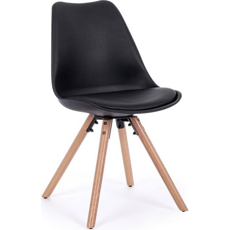 Sedia New Trend con gambe in legno di faggio, per arredo interno 54 x 49 x h 83,5 cm -Nero / Confezione da 4 pezzi (1/5)