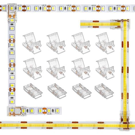 12 Pcs Mini LED SMD/COB Connector L/T Type 2 Pin 8mm pour Bande LED Monochrome Connecteur D'angle sans soudure pour connecter les bandes LED et les bandes lumineuses (1/5)