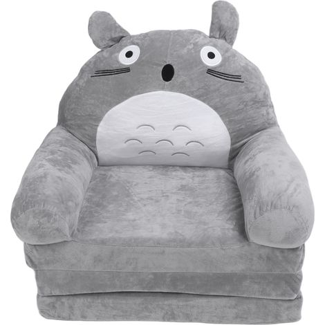 Canapé pliant pour enfant, canapé-lit bébé en tissu doux et respirant, motif animal, accoudoirs, gris et blanc, 3 couches, salon chambre (1/5)