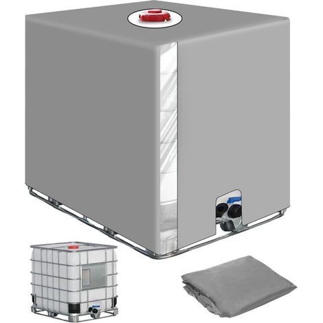 Bache pour Cuve IBC 1000L, Bâche Recuperateur d Eau de Pluie avec Film Transparent, Anti-UV Anti-Poussière Bache Couvercle Housse de Protection Cuve Gris(116 x 100 x 120 cm) (1/5)