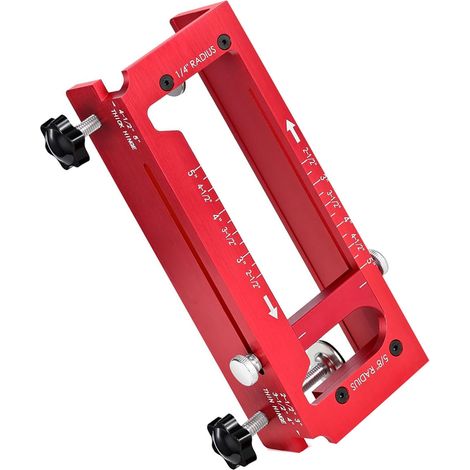 Gabarit de fraisage pour paumelles de porte en alliage d'aluminium kit réglable 2,5-5 po épais 1/4 5/8 po rayon et angle carré (1/5)