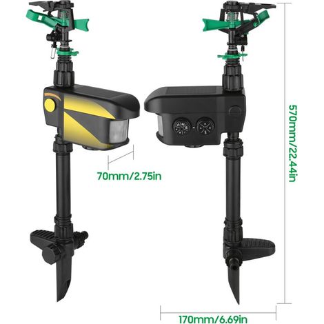 Réputeur d'animaux de gain de gicleur activé par le mouvement pour l'énergie avec 3 modes d'angle de pulvérisation et de saupoudrer réglables pour la ferme de jardin (1/4)