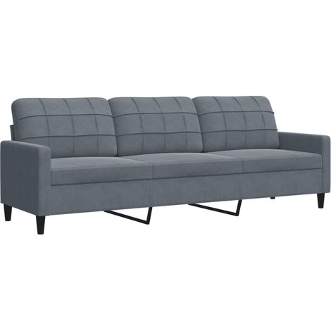 Canapé Sofa à 3 places Gris foncé 210 cm Velours (1/5)