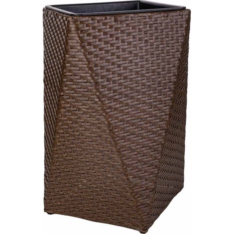 Macetero de poliratán marrón 31x31x56 (1/5)