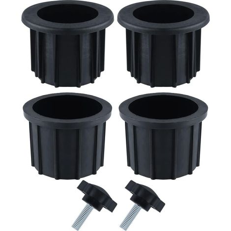 Sets (6 Pieces) Balcony Umbrella Accessories, 4 Umbrella Hole Rings and 2 Hand Knob Screws, Umbrella Stand Accessories for Balcony Terraces Patio Table (Black)