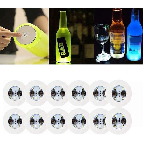 Dessous de verre LED, lot de 12 sous-verres lumineux, lumières LED pour bouteilles (1/5)