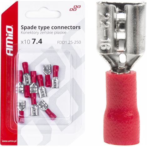 Conectores planos hembra aislados de 7,4 mm² (0,5-1,5 mm²) y 10 A (10 unidades) amio-03062 (1/4)