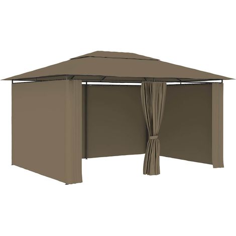 Maison Exclusive - Chapiteau de jardin avec rideaux 4x3 m Taupe 180 g/m² (1/5)