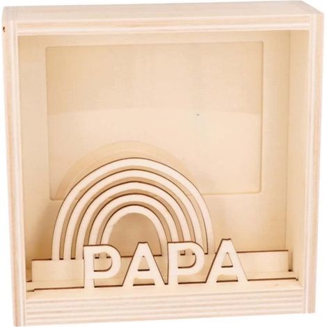 Cadre photo 3D en bois - Papa - 15 x 15 x 5 cm