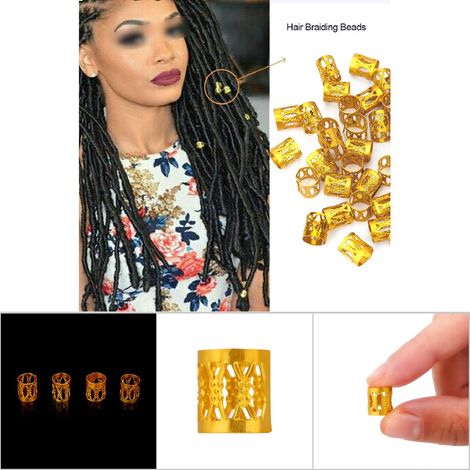 50 verstellbare Metallringe für Zöpfe, goldene Haarperlen, Haarschmuck-Accessoires (1/5)