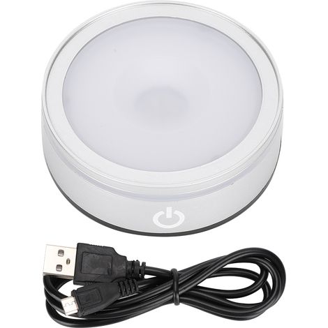 Base Lumineuse LED Sphérique Cristal Argenté, Éclairage Tactile Multicolore et Blanc (1/5)