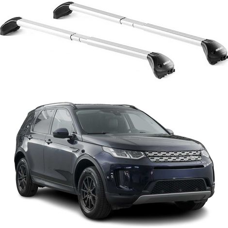 OMAC Barres de toit transversales certifiées TÜV pour Land Rover Discovery Sport L550 2015-2026 – Verrouillables (4 antivols) – Charge max 100 kg – Sangle inox + protection caoutchouc Argent (1/4)
