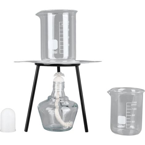 Ensemble de chauffage de laboratoire, lampe brûleur, trépied, tige d'agitation, filet, bécher et mèche, accessoires d'expérimentation chimique (1/5)