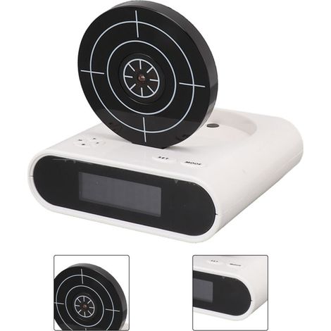 Reloj despertador LED con función de cámara: diseño moderno, sonidos de alarma personalizables, alimentación de 5 V, sin marca visible.