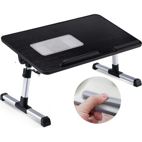 Table de Lit pour Ordinateur Portable Réglable en Hauteur et Angle 53 x 30 cm Noir (1/5)