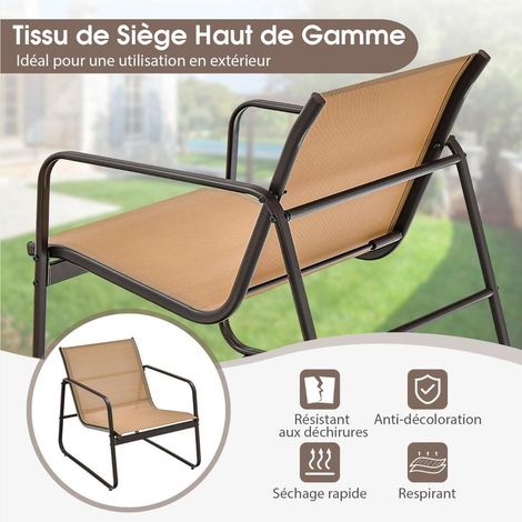 Pour Petit Espace Extérieur Ensemble Bistrot 3 Pièces Table et 2 Chaises de Jardin Métal avec Assise Respirante et Confortable (1/5)