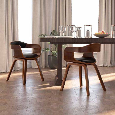 Lot de 2 Chaises de salle à manger - Chaises à dîner Noir Bois courbé et similicuir BV127000 - BonneVie (1/5)
