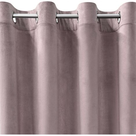 Rideau confectionné à oeillets 140x250, rose poudré, velours Rosa (1/5)