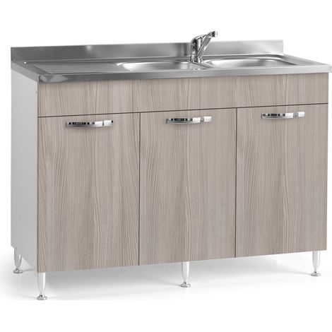 Umschaltbare 3-türige Küchenspüle aus Ulme Cm 120x50xH 85