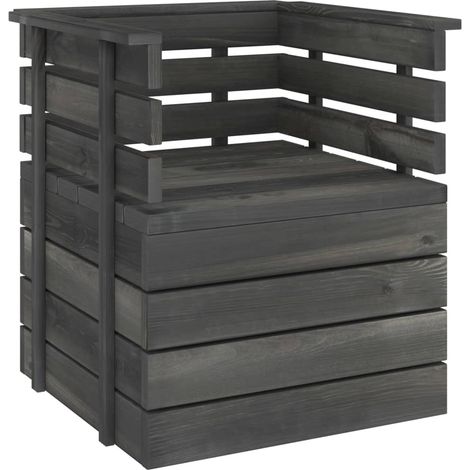 Gartensessel Massivholz Kiefer Dunkelgrau