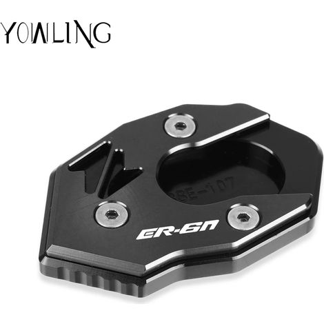 (Logo ER6N noir) Extension de béquille latérale pour moto, compatible avec KAWASAKI ER6N 2011, 2012 et 2014. (1/4)