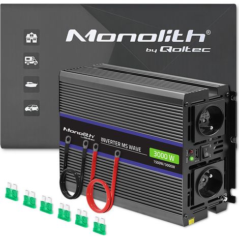 Qoltec Monolith 3000 MS Wave Spannungswandler 12V auf 230V 1500/3000W USB (1/5)
