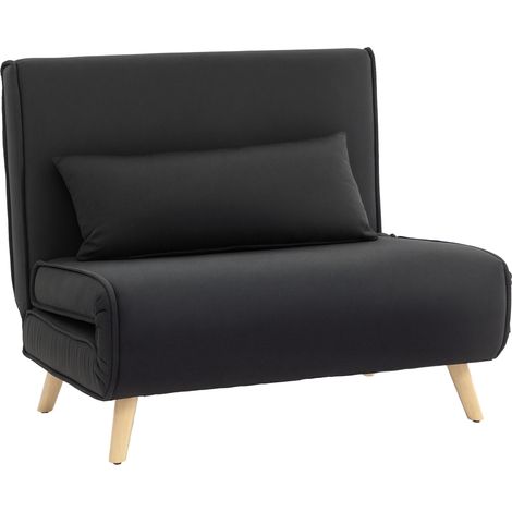 Bequemer Sessel mit Liegefunktion für 1 Person, modernes Design, Belastbarkeit 350 kg, Maße 94 x 78 x 80 cm, Farbe: Schwarz