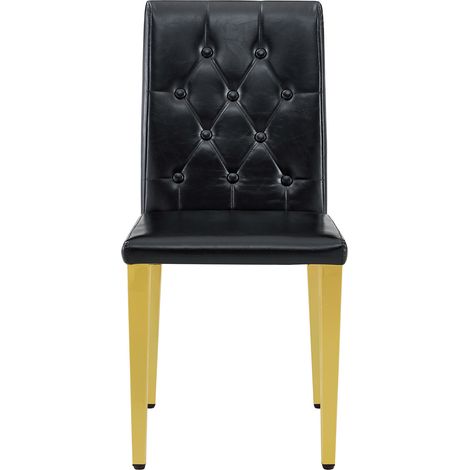 Set di 4 sedie da pranzo nere con gambe in metallo dorato (1/5)