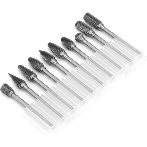 Satz mit 10 Hartmetall-Rotationsfräsern, einseitig, 3 mm (1/8") Schaft (1/5)