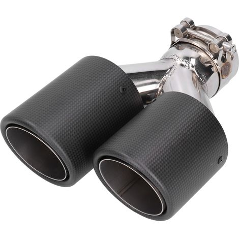 Embout d'échappement double en fibre de carbone mat, acier inoxydable, sortie droite pour voiture (1/5)