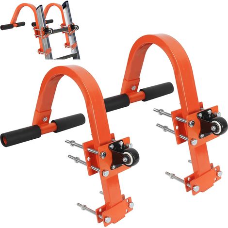 2PCS Crochets d'échelle pour Toit Stable Stabilisateur d'échelle en Acier Adaptateur de Toit Universel avec Roue Barre en T à Poignée en Caoutchouc (1/5)