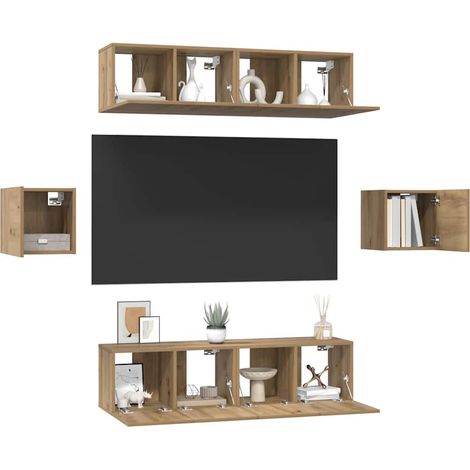 Ensemble meuble TV 6 pc Chêne artisanal Bois d'ingénierie (1/5)