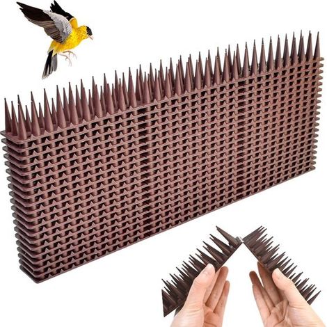 Set di 20 punte anti-piccioni in plastica marrone (8,6 m) – Anti-piccioni e anti-gatti, adatte per balconi e finestre. (1/2)