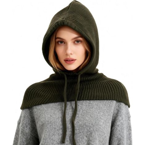2-in-1 Sturmhaube mit Kapuzenschal, winddicht, warm, für Damen und Herren (1/5)