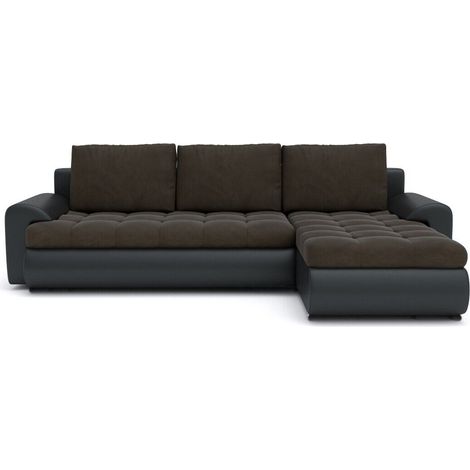 Tokyo Right Hand Facing Velvet Fabric Corner Sofa Bed - Brown & Black (1/3)